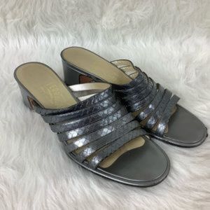 Salvatore Ferragamo Silver Snake Embossed Sandals